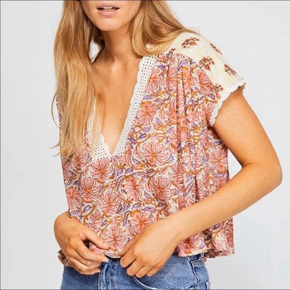 NWT Free People Leilani Floral Printed Top